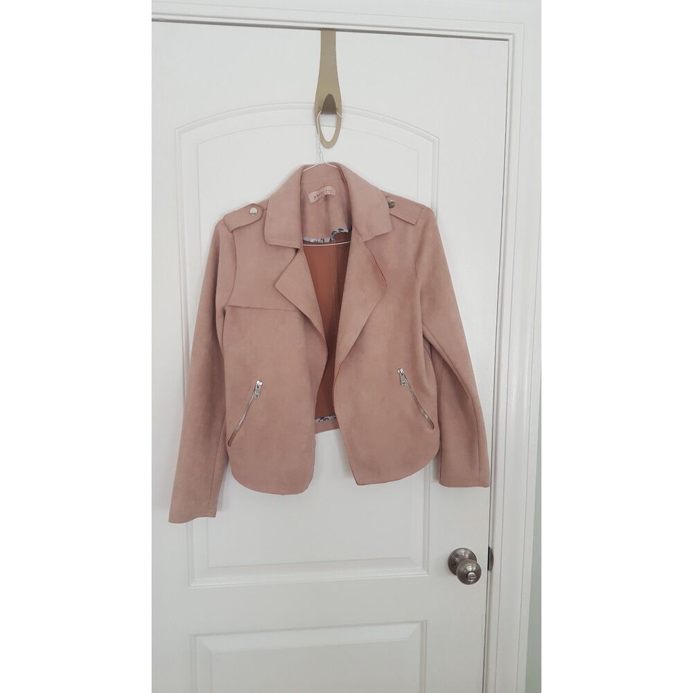 Philosophy Dusty Rose Suede Moto Jacket